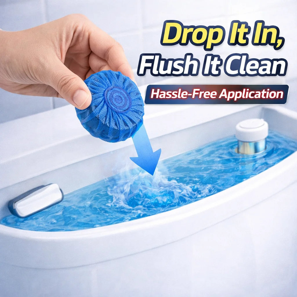Automatic Toilet Bowl Cleaner Tablets - Long-Lasting Blue Bubble Deodorizer for Tank Freshness and Stain Removal