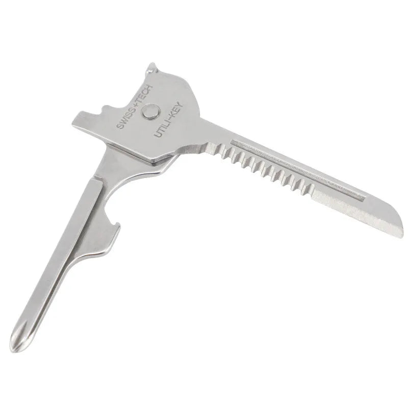 6 in 1 Multi Function EDC Keychain Tool - Folding Utility Opener Screwdriver Pocket Plier for Outdoor Survival