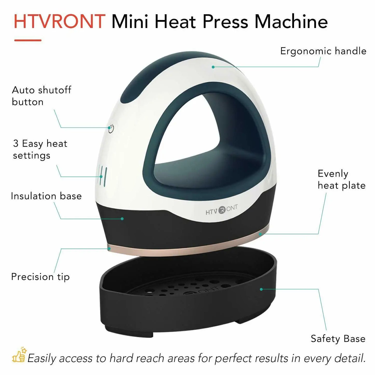HTVRONT Mini Heat Press Machine — Portable Easy Press for HTV Vinyl, Cricut DIY Printing on T-Shirts, Clothes, Bags, Hats, and Pads