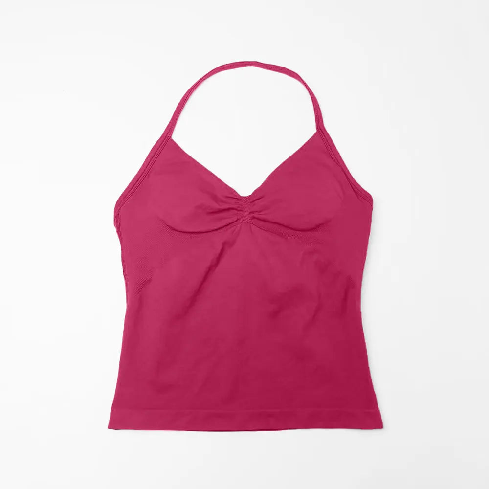 Women’s Longline Strappy Sports Yoga Vest Open Back Gym Tank Top Halter Running Fitness Bra Workout Top NCLAGEN Impact Style