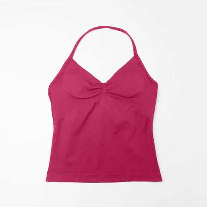 Women’s Longline Strappy Sports Yoga Vest Open Back Gym Tank Top Halter Running Fitness Bra Workout Top NCLAGEN Impact Style