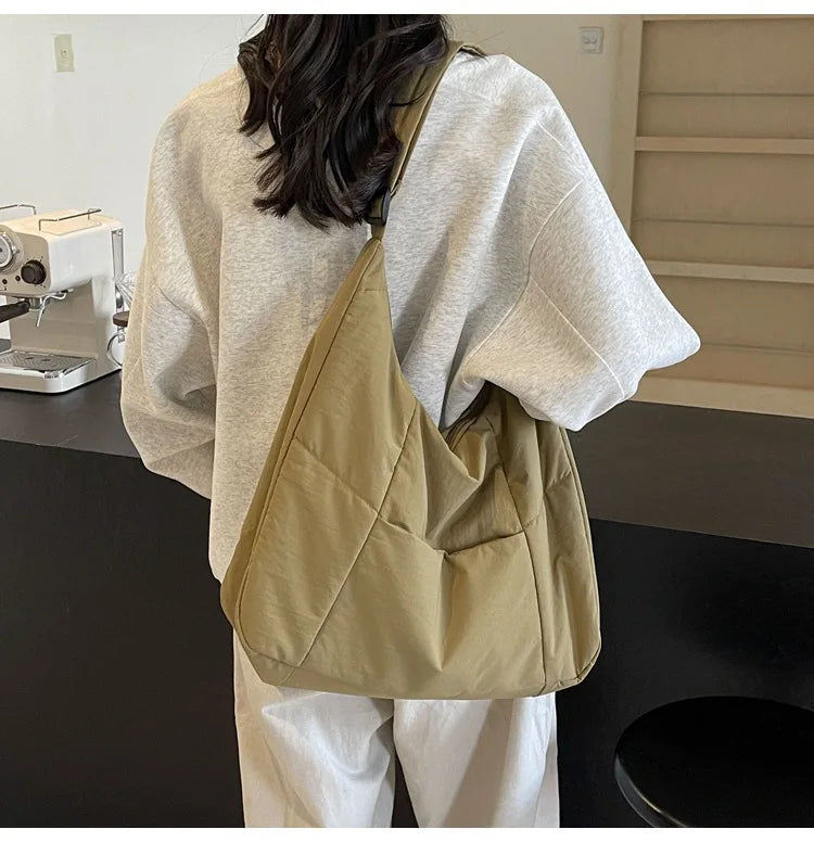 2025 Trendy Women's Soft Cloth Shoulder Bag – Solid Color, Y2K Casual Style, Crossbody Handbag for Students