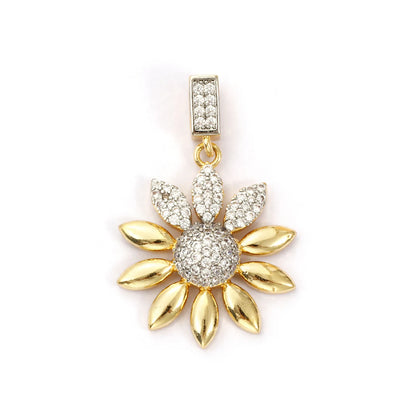18K Gold Plated Sunflower Star Pendant – Brass Micro Pave Cubic Zirconia DIY Necklace Jewelry Making Charm