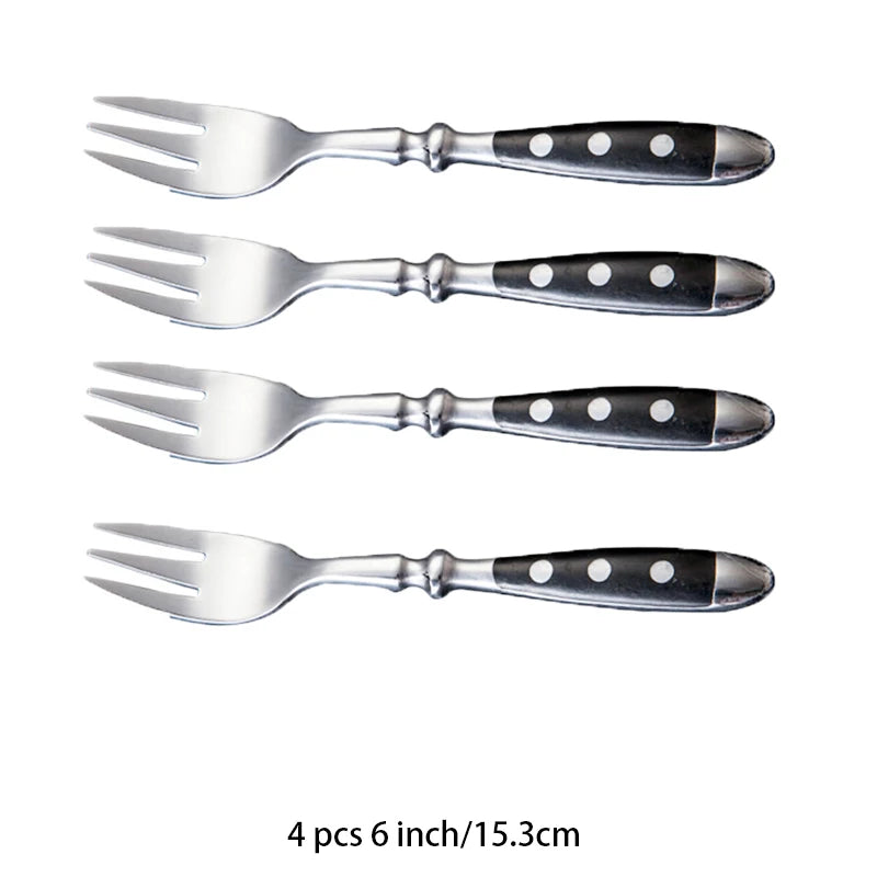 Classic Elegant Stainless Steel Cutlery Set – Fork, Spoon, Knife & Teaspoon Full Dining Steak Dinnerware Collection