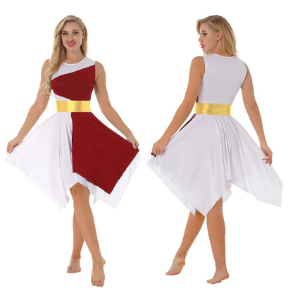 Women's Praise Dance Dress - Modern Liturgical Church Choir Costume with Irregular Hem for Ballet & Contemporary Dance