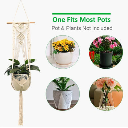 Handmade Macrame Plant Hanger: Stylish Hanging Flower Pot Planter for Wall Decor, Courtyard Garden, and Hanging Basket