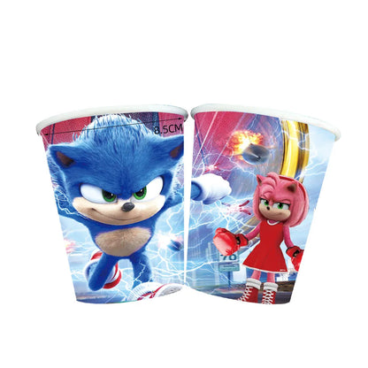 Sonic Birthday Party Decoration Set – Hedgehog Theme Tableware & Supplies with Plates, Cups, Napkins, Tablecloth & Party Accessories for Kids Party Gifts