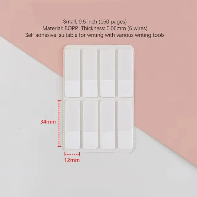 40/80/160-Page Frosted White Index Stickers - Transparent DIY Label Tabs for Office, School & Study Supplies
