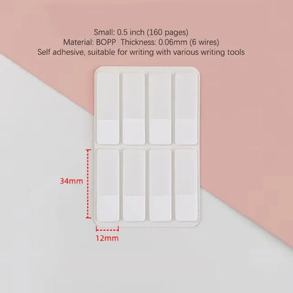 40/80/160-Page Frosted White Index Stickers - Transparent DIY Label Tabs for Office, School & Study Supplies