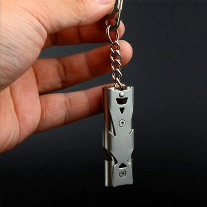 Outdoor EDC Survival Whistle – High Decibel Double Pipe Stainless Steel Keychain