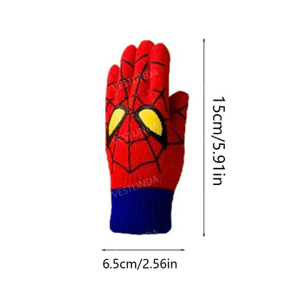 Spider-Man Winter Gloves - Warm Knitted Cartoon Gloves for Children, Marvel-Themed Christmas Gift