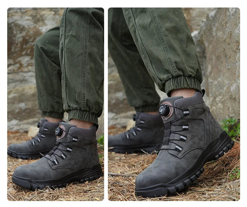 2024 Fashion Waterproof Security Work Boots – Protective Leather, Anti-Smash & Anti-Puncture Industrial Safety Shoes