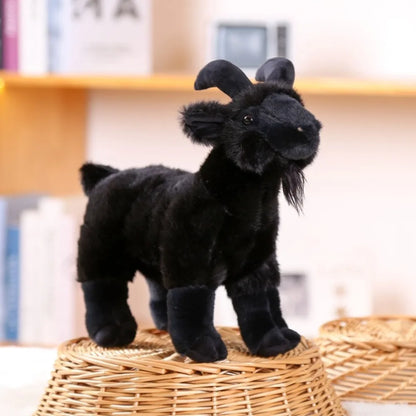 Cute Baby Goat Plush Doll - Soft Fluffy Horned Sheep Stuffed Animal Toy for Kids & Adults
