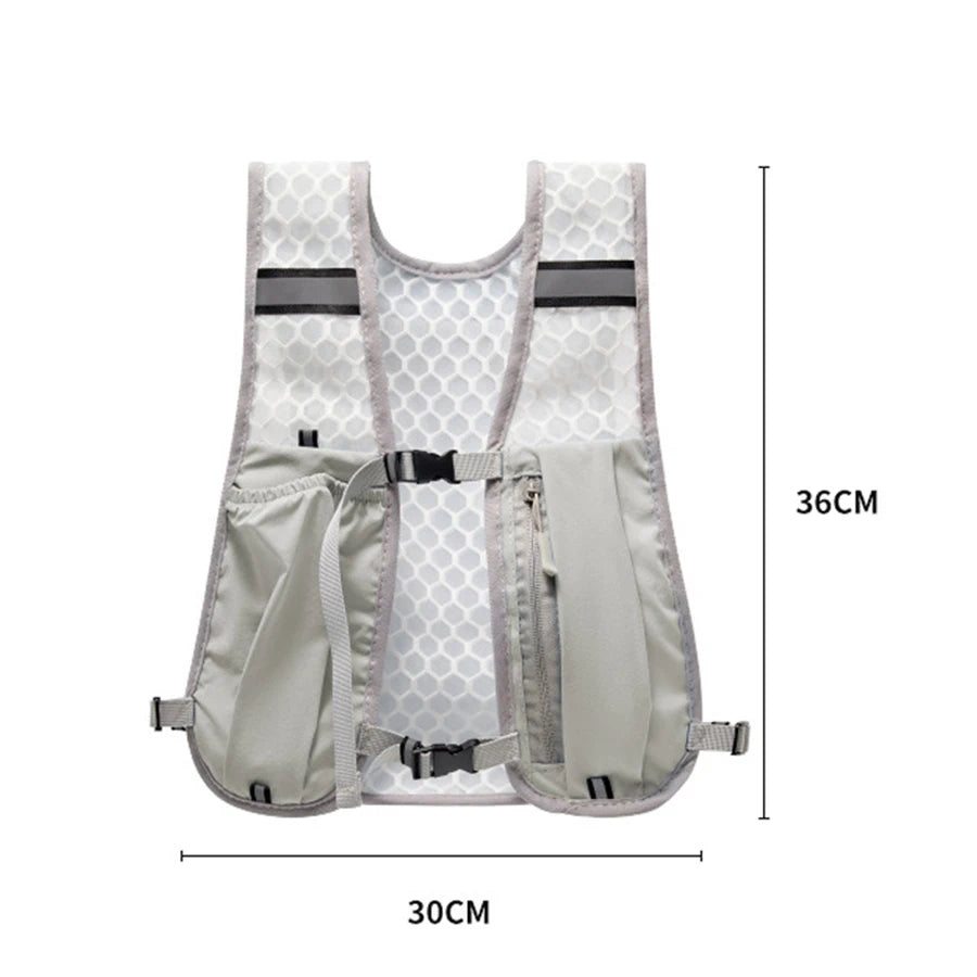 Lightweight Reflective Running & Biking Vest – Hydration Pack with Water Bottle Holder & Phone Storage Chest Bag