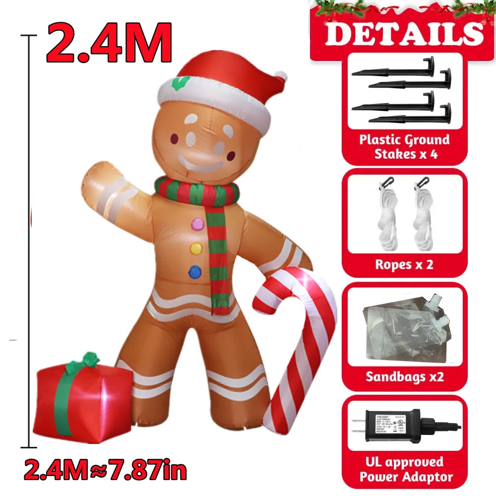 Inflatable Christmas Decorations – Tree, Snowman, Santa, Bear & Gingerbread Man with Built-in LED for Outdoor Garden & Party Decor