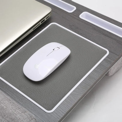 Multi-Purpose Laptop Desk with Double Groove and Anti-Slip Bar - Portable Leg Table with Embedded Mouse Pad for Sofa and Bedroom Use
