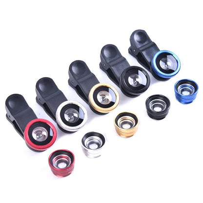3-in-1 Mobile Phone Camera Lens Set - Fish Eye, Wide Angle, Macro - Lightweight Lens for Universal Cell Phones