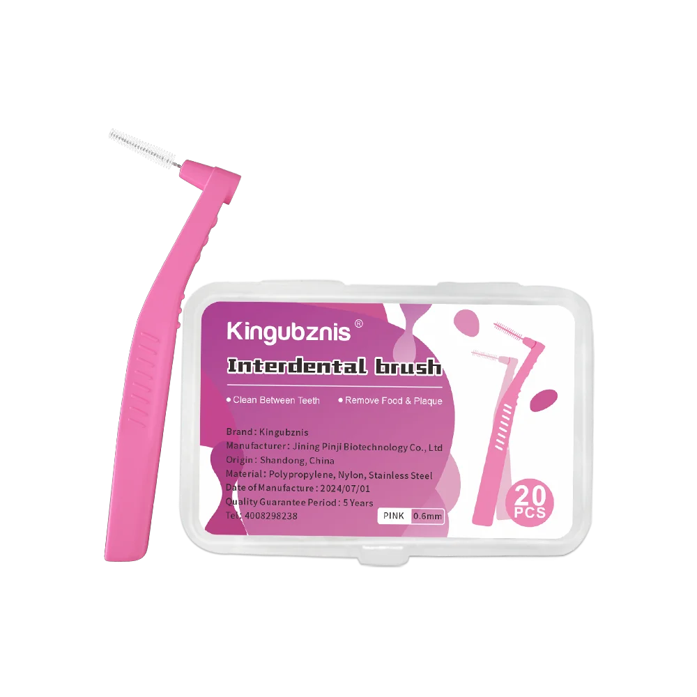 Kingubznis Interdental Brush Set - Stainless Steel Orthodontic Dental Floss Brushes with Angled Short Handle