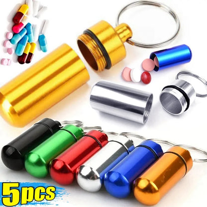 Portable Mini Travel Pill Box – Waterproof Medicine Capsule Container with Keychain for First Aid & Daily Use