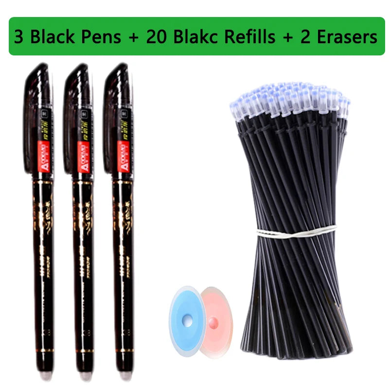 Kawaii Erasable Gel Pens 25-Piece Set - Cute School and Office Writing Pens for Notebooks and Stationery