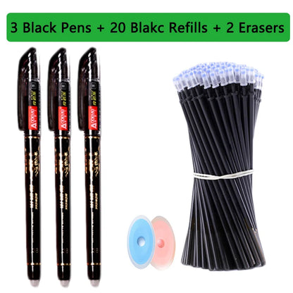 Kawaii Erasable Gel Pens 25-Piece Set - Cute School and Office Writing Pens for Notebooks and Stationery