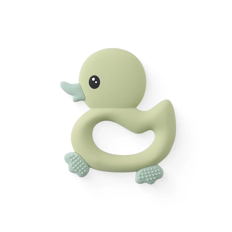 Baby Silicone Teether Toy - Cartoon Rattle Gum Relief Infant Teething Accessory for 0-12 Months