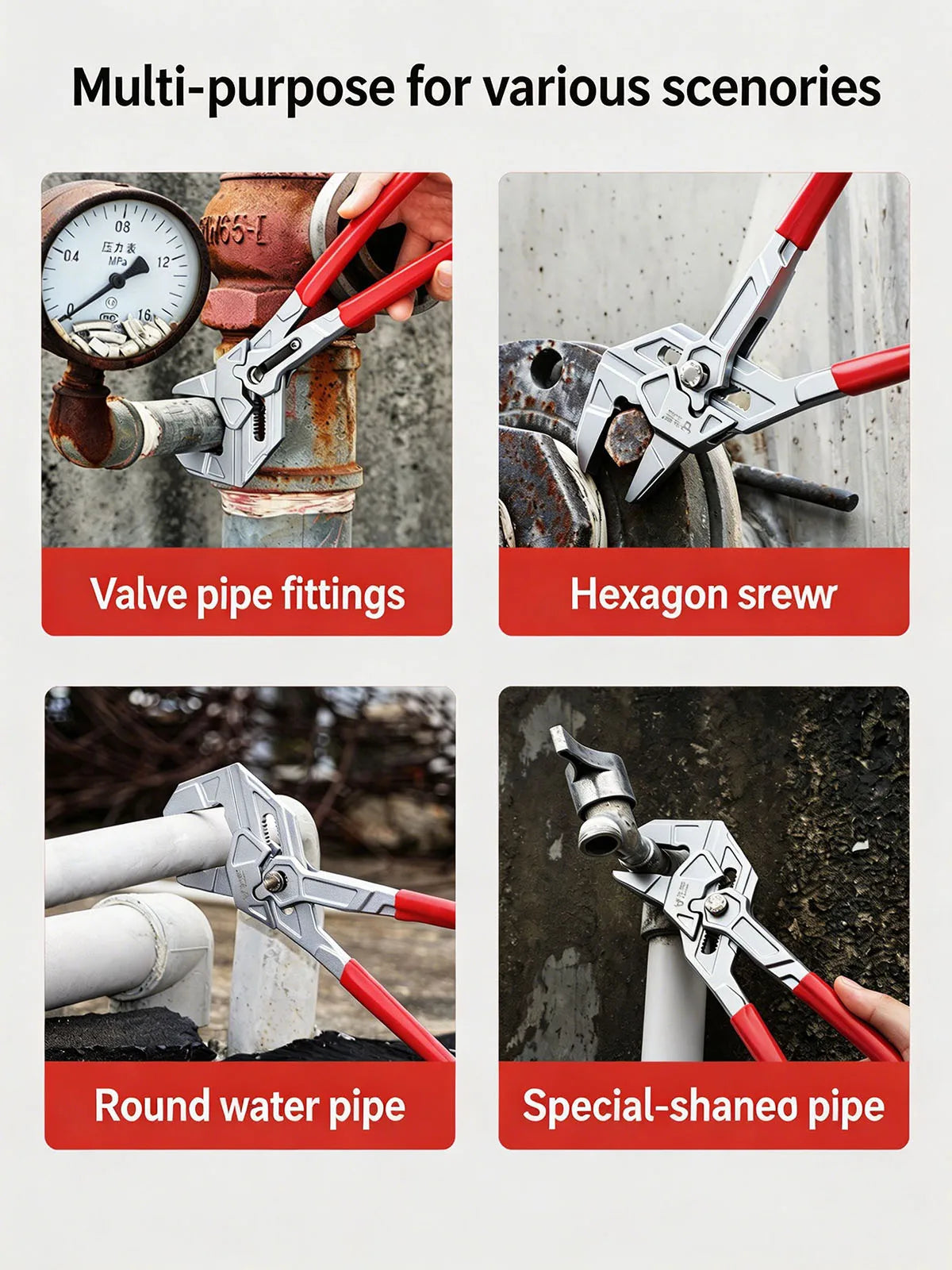 Adjustable Water Pump Pliers - Self-Locking Pipe Wrench for Plumbing, Faucets & DIY Repairs