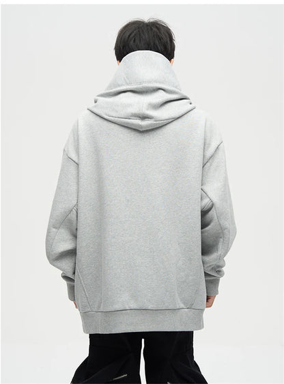 Autumn Ninja Streetwear Turtleneck Hoodie - Men's Embroidered Y2K Vintage Fleece Sweatshirt, Hip Hop Fashion