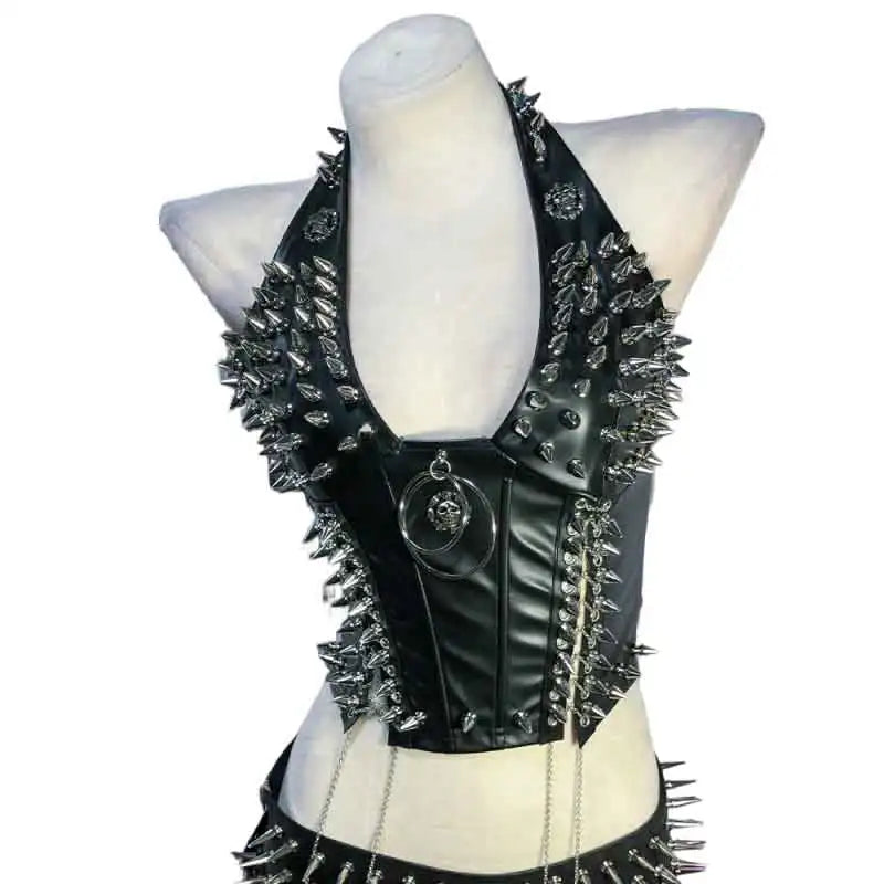 Y2K Gothic Spiked Tank Top - Punk Rock Emo Grunge Festival Style for Women