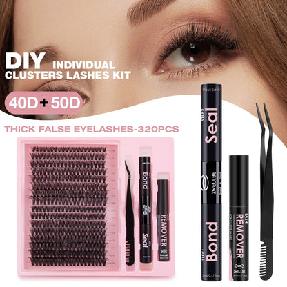 780pcs Eyelash Clusters Kit – 8-16mm Extension with Bond & Seal, Remover, Applicator for DIY Home Makeup