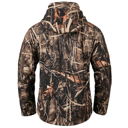 Men’s Silent Soft Shell Tactical Jacket | Waterproof, Warm Fleece Camouflage Hunting & Outdoor Hooded Coat