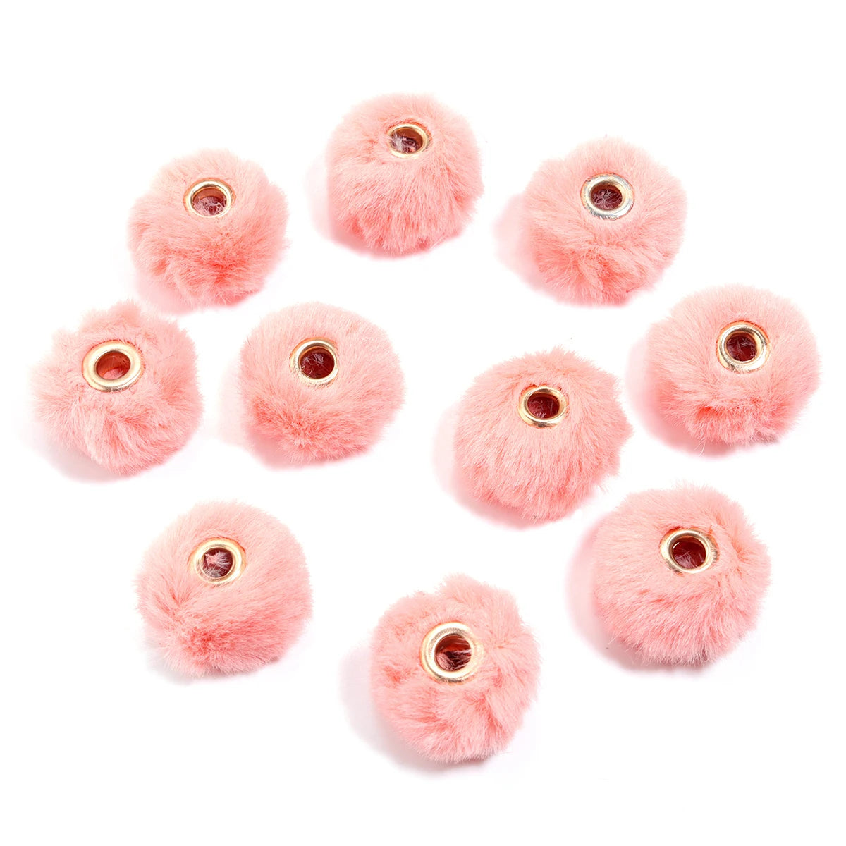 10pcs Plush Fur Ball Beads – Multicolor Pompom Spacer Beads for DIY Jewelry, Earrings & Bracelets