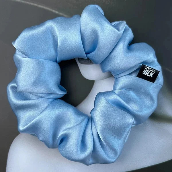 100% Mulberry Silk Hair Scrunchies – 19 Momme Elastic Hair Ties for Women & Girls, Large Soft Ponytail Holders Luxury Hair Accessories