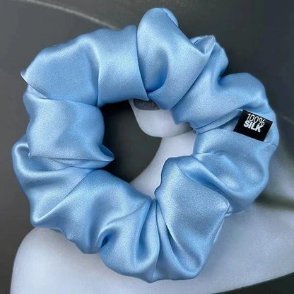 100% Mulberry Silk Hair Scrunchies – 19 Momme Elastic Hair Ties for Women & Girls, Large Soft Ponytail Holders Luxury Hair Accessories