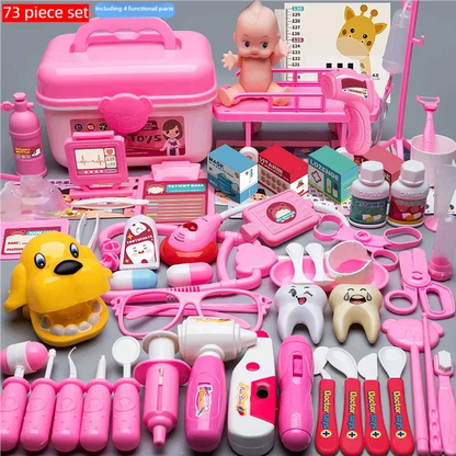 WizKidz Doctor Nurse Role Play Set - Medical Tools with Stethoscope & Injectors, Pretend Play Trolley Box, Ideal Gift for Kids