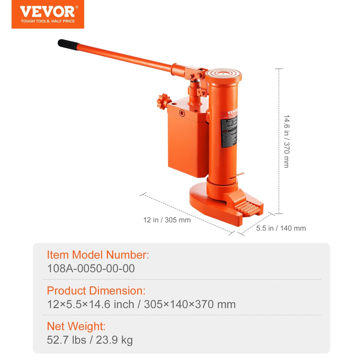 SucceBuy Hydraulic Toe Jack 2.5T – 5T Top Lift Capacity Machine Jack with 0.8–5.3in Toe & 8.9–13.4in Top Height