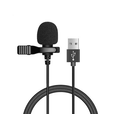 Portable USB Lavalier Microphone - 1.5M Clip-On Condenser Lapel Mic with USB, 3.5mm & Type-C Compatibility