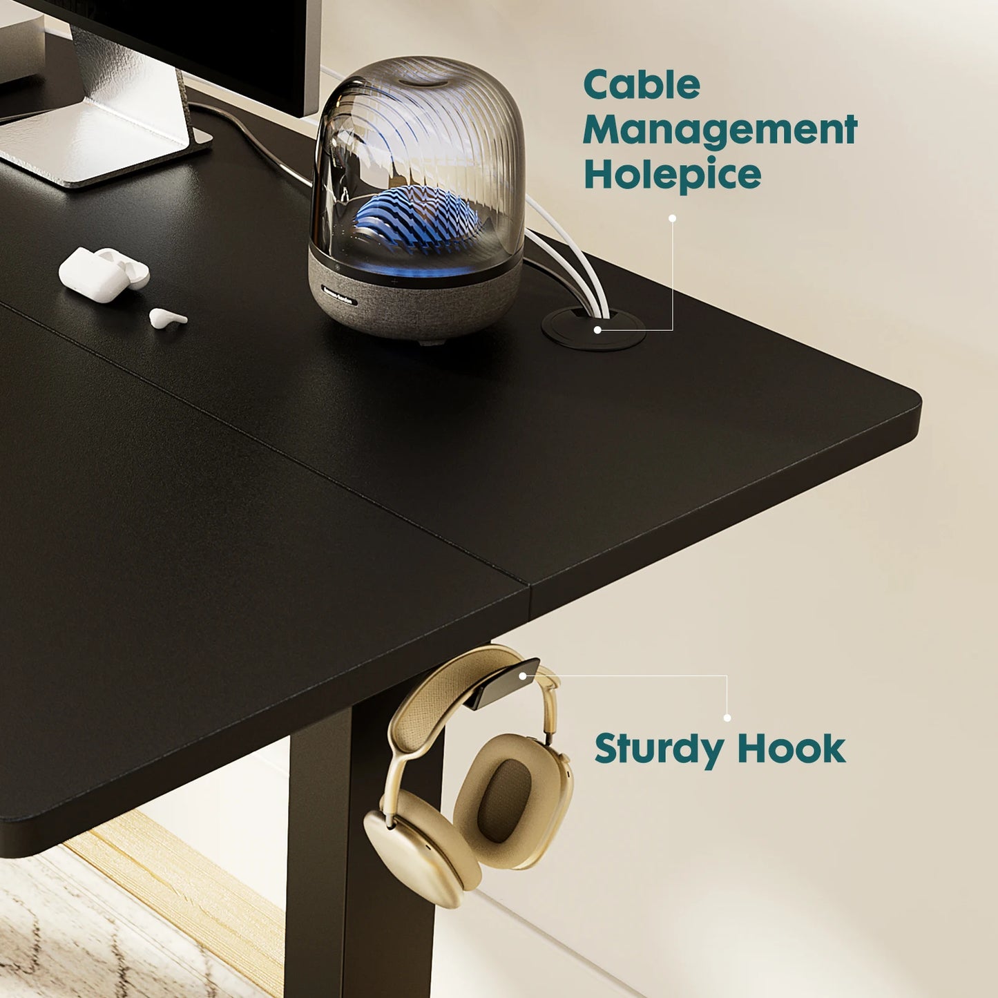 Electric Standing Computer Desk – Height Adjustable Ergonomic Workstation with Metal Frame for Home or Office