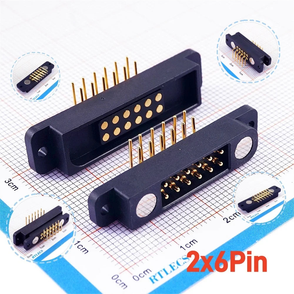 Magnetic Pogo Pin Connector - 2A Spring Loaded Male Female 2.54mm DC Power Socket, 8/10/12/14/16/20 Position Contacts, 1/3/5 Pairs