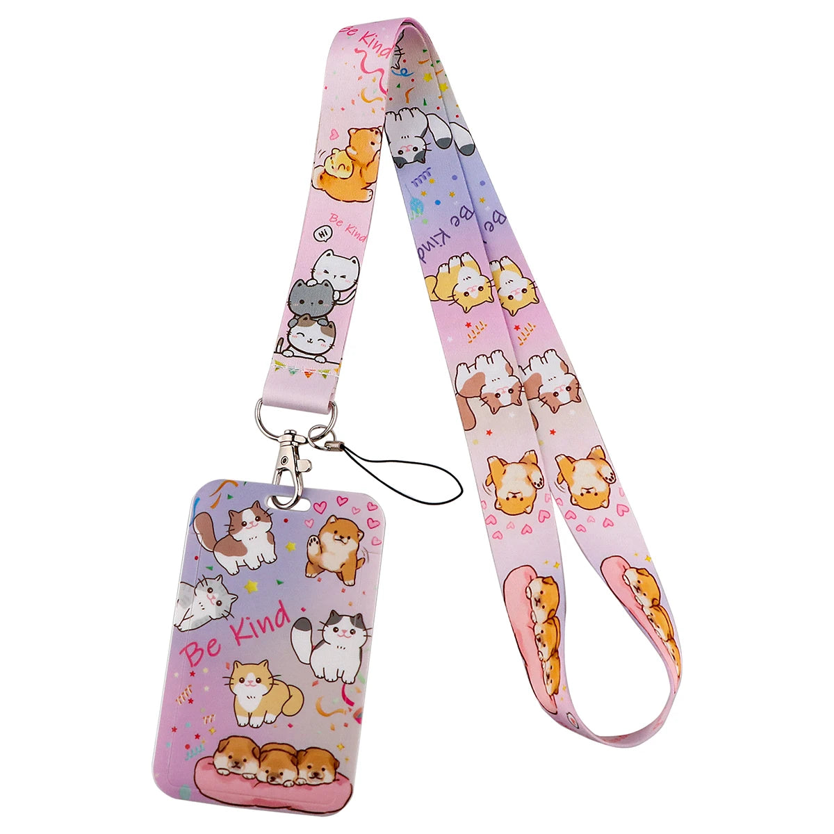 Cartoon Cat Lanyard Keychain – Multifunctional ID Card Badge Holder, Camera USB, Phone Neck Strap Accessories