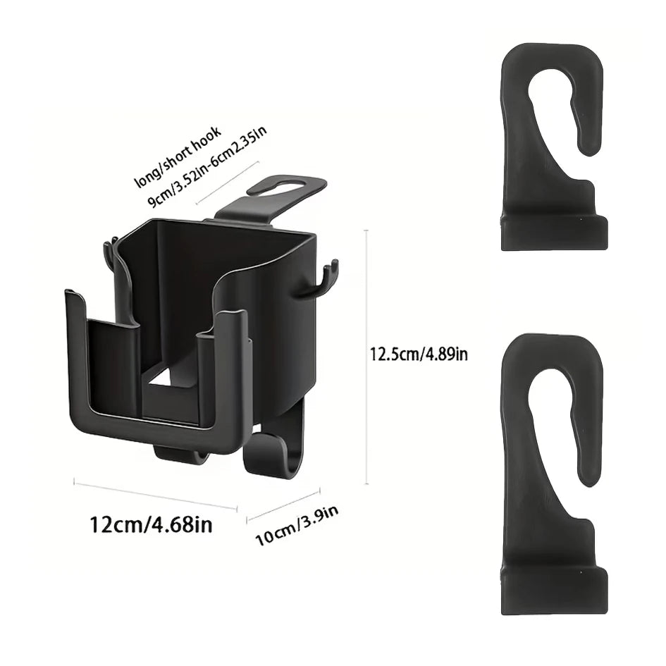 2-Pack Car Seat Back Organizer – Cup Holder, Hook & Phone Bracket Rear Storage for Water Bottle, Phone & Car Interior Accessories