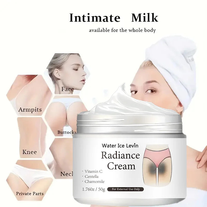 50g Brightening Body Cream with Vitamin C – Moisturizing Formula for Underarms, Joints & Inner Thigh Skin Care, Smooth & Even-Tone Appearance
