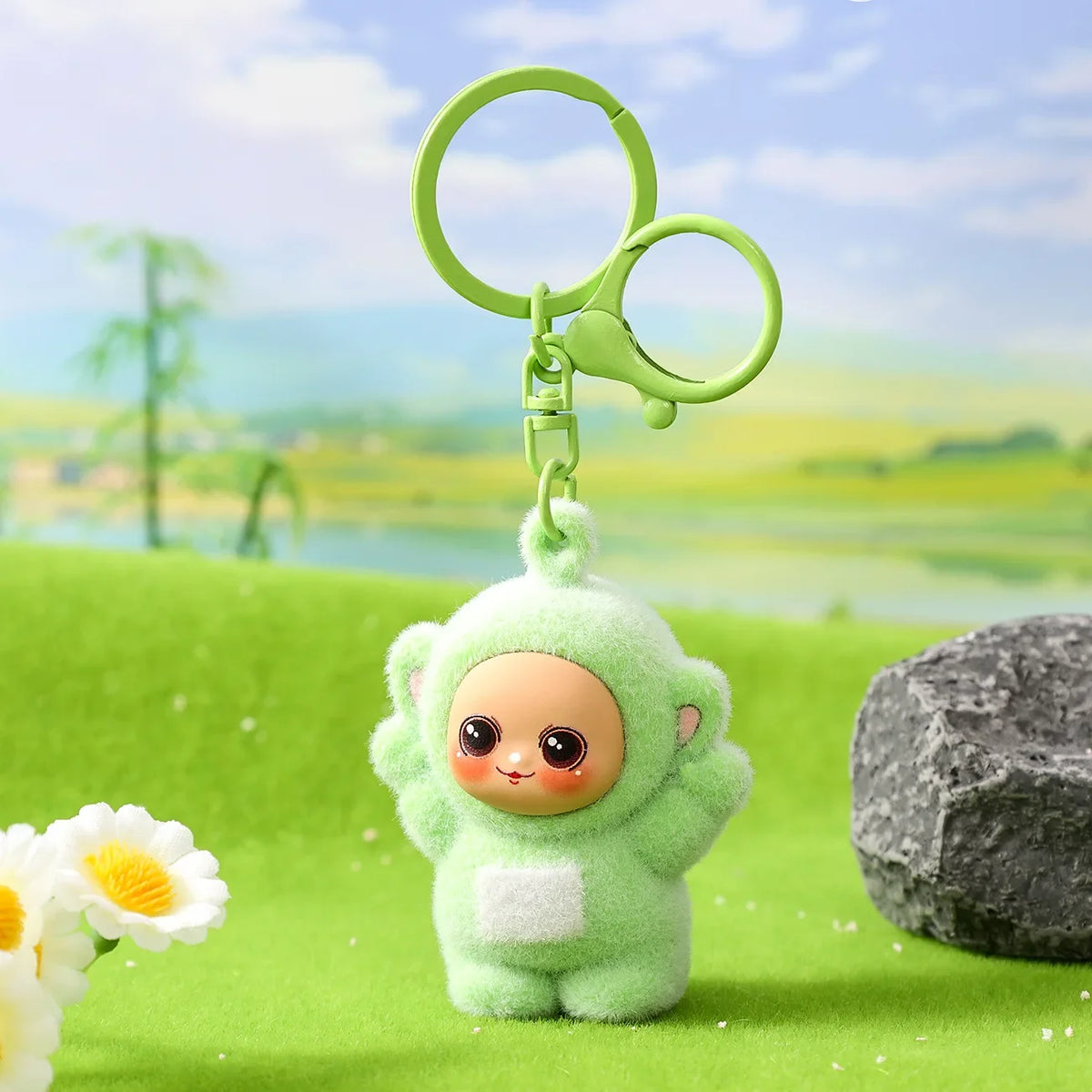 Four-Color Baby Cartoon Keychains - Cute Doll Pendants for Schoolbags, Couples & Trendy Gifts