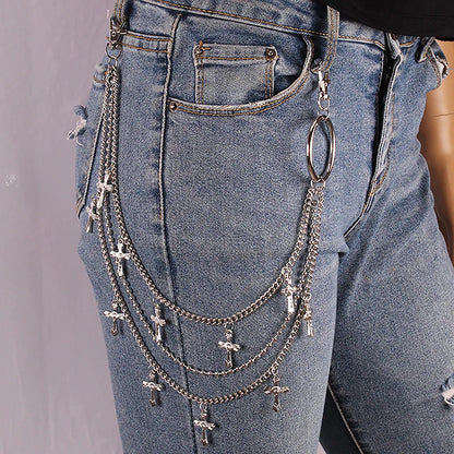 Punk Rock Metal Waist Chain Keychain – Unisex Hip-Hop Jewelry for Jeans, Wallets & Accessories