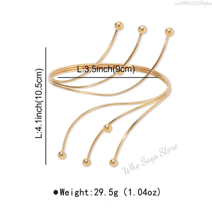 Lacteo Geometric Twisted Upper Arm Cuff Bracelet – Adjustable Water Drop Bangle for Women