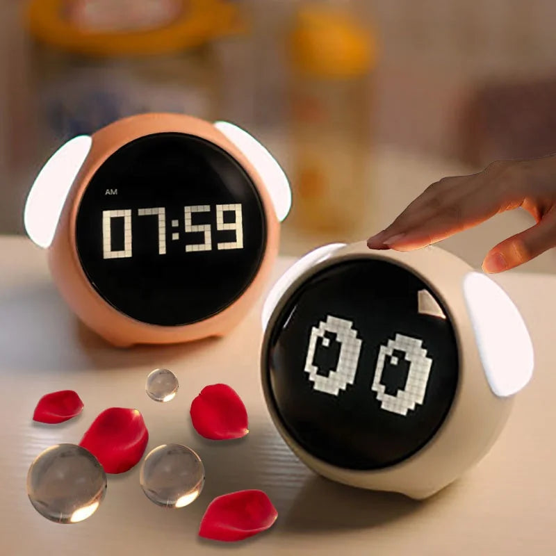 Digital Kids Alarm Clock with Light — Cute Cartoon Emotion Table Clock for Children
