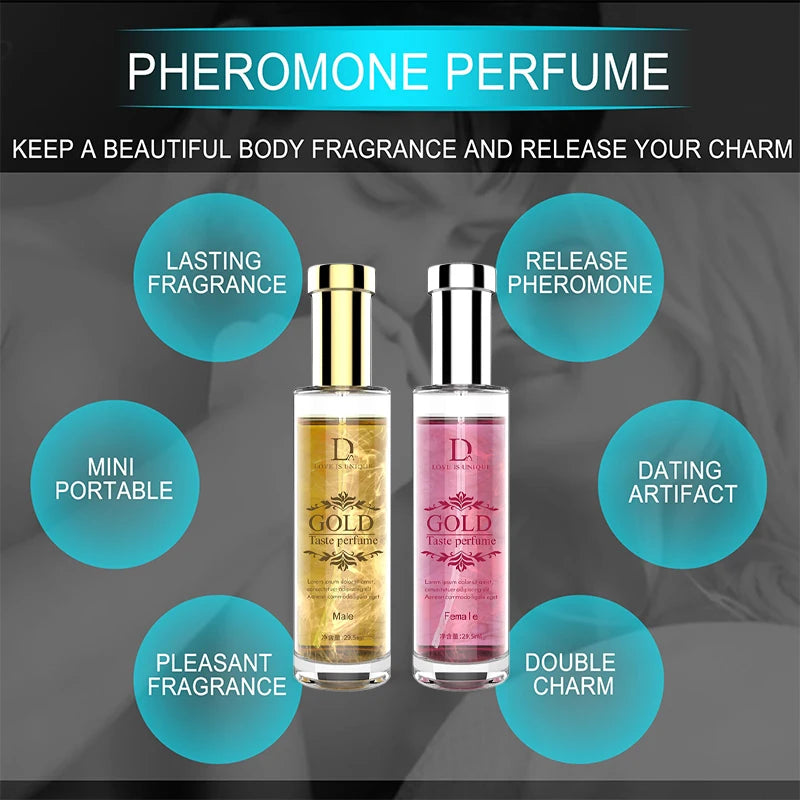 Gold Powder Pheromone Perfume for Men & Women – Long-Lasting Fresh Charming Fragrance for Couples, Daily Flirting Scent Gift Spray