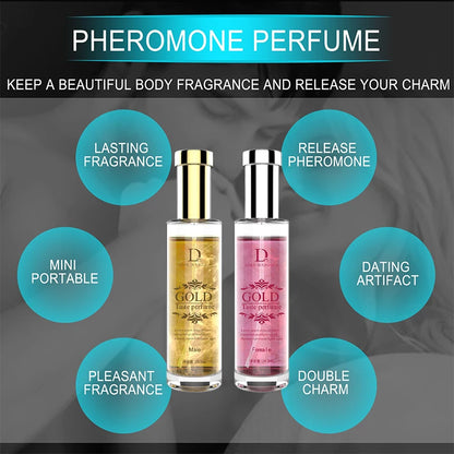 Gold Powder Pheromone Perfume for Men & Women – Long-Lasting Fresh Charming Fragrance for Couples, Daily Flirting Scent Gift Spray