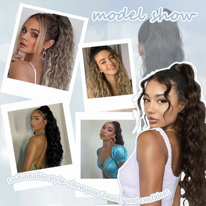 24 Inch Synthetic Long Curly Ponytail Extension – Wavy Elastic Hair Tie Hairpiece for Women Daily & Party Styling Accessories
