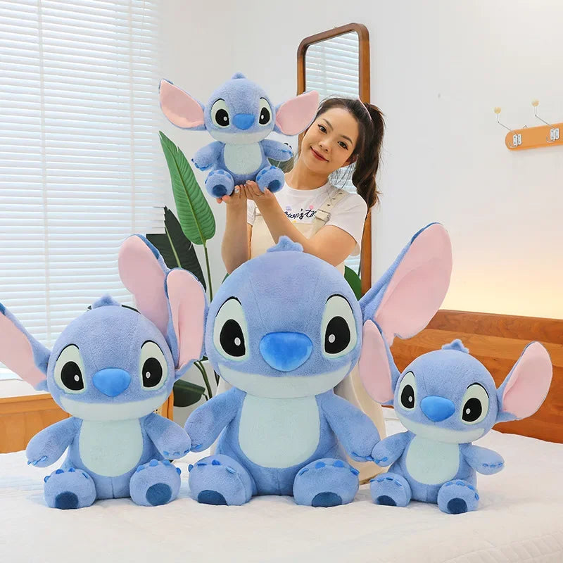 Disney Cute Blue Stitch Plush Toy – Kawaii Sleeping Pillow Doll for Girls' Birthday & Anime Gift Lovers